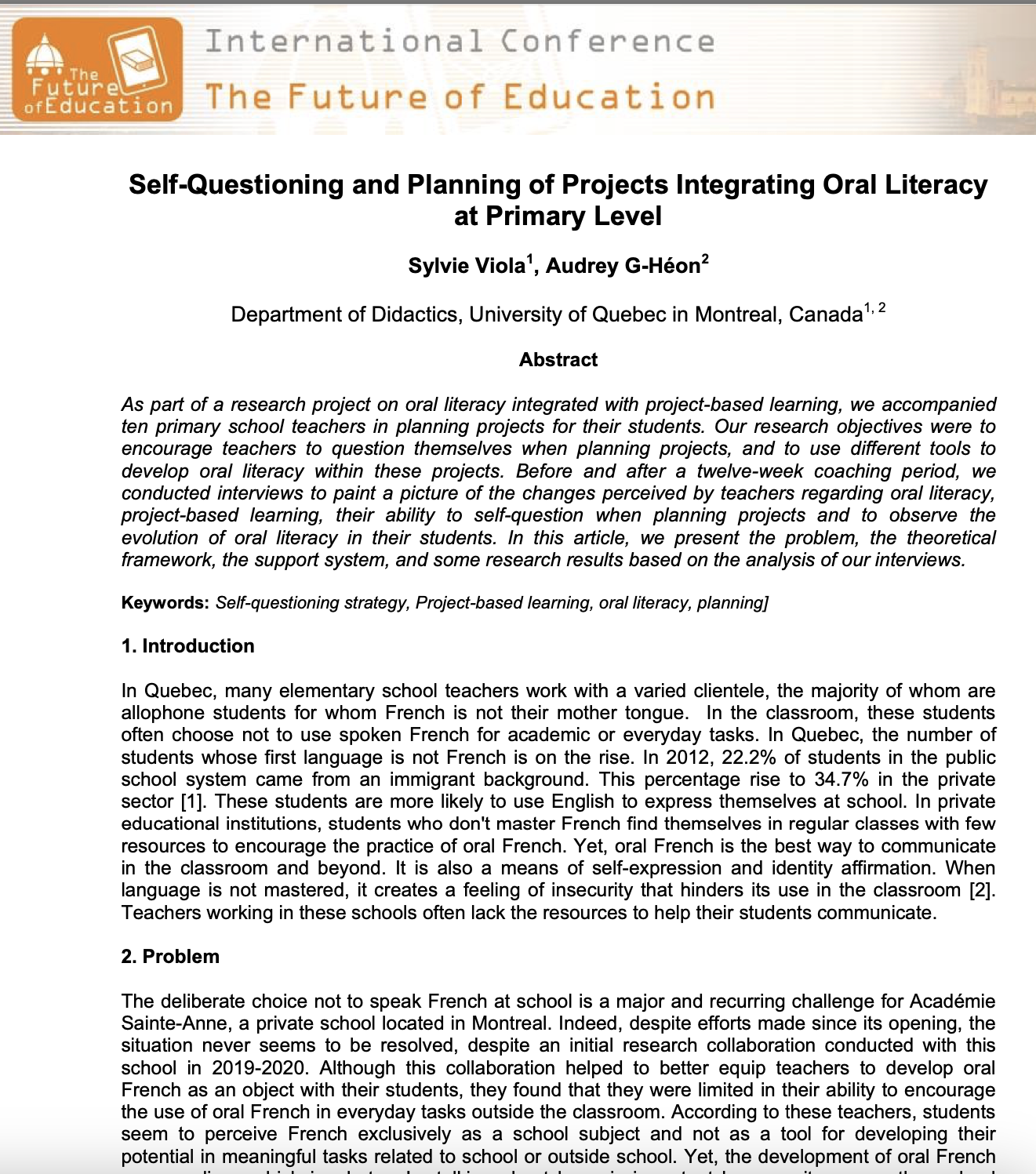 Self-Questioning and Planning of Projects Integrating Oral Literacy at Primary Level