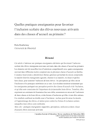 Quelles pratiques enseignantes pour favoriser l’inclusion scolaire des élèves nouveaux arrivants dans des classes d’accueil au primaire ?