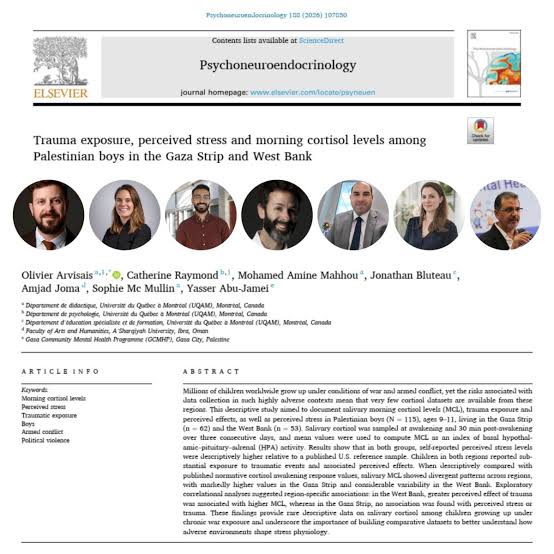 Trauma exposure, perceived stress and morning cortisol levels among Palestinian boys in the Gaza Strip and West Bank